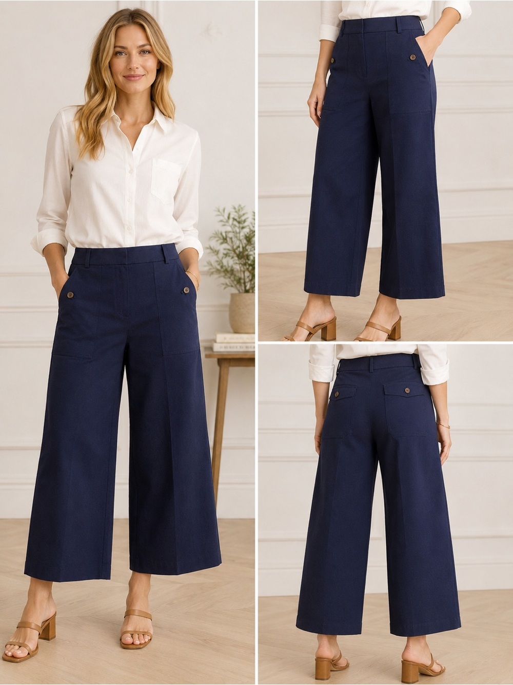 J.Crew Sydney Wide Leg Trouser Navy NWT Size 12